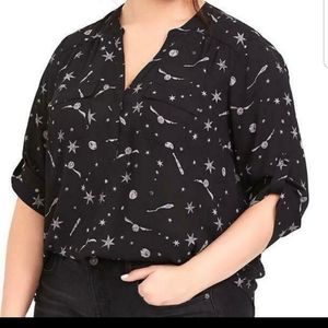 Harry Potter Black Blouse Golden Snitch Star Wand
